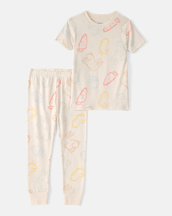 Baby Easter Bunny 100% Cotton Snug Fit 2-Piece Pajama Set - Cream, 