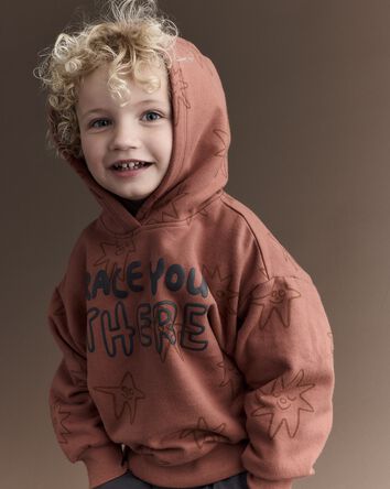 Toddler Race You There' Fleece Hoodie - Rust, 