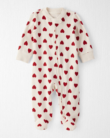 Baby Organic Cotton Sleep & Play Pajamas in Forever Hearts Print, 