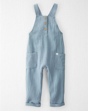 Toddler Organic Cotton Gauze Overalls - Blue, 