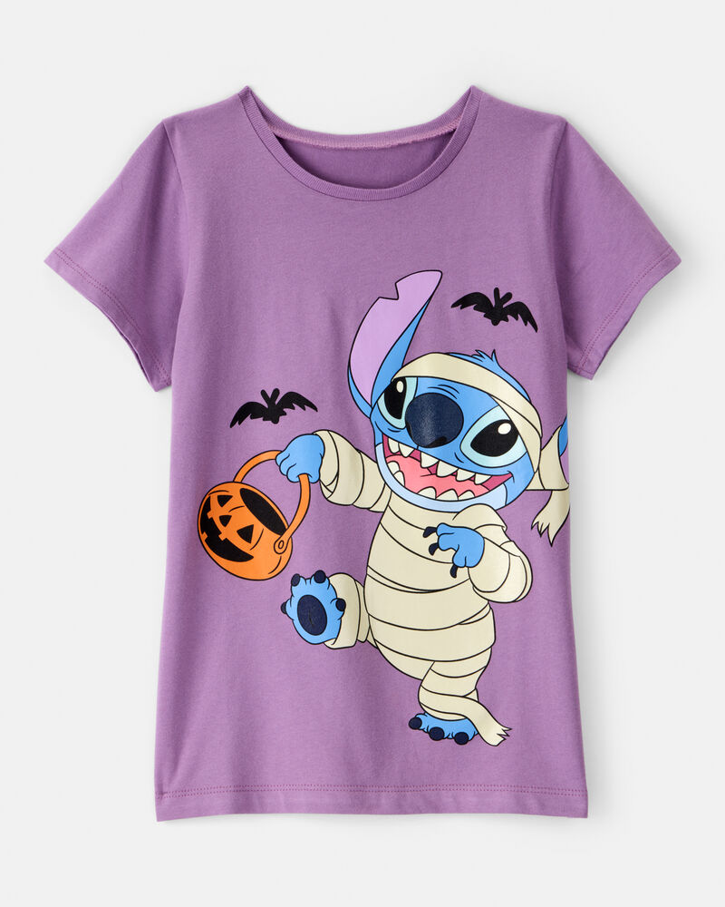 Girls Glow Halloween Disney© Lilo & Stitch Mummy Short-Sleeve Graphic Tee - Purple, image 1 of 2 slides