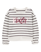 Baby Striped French Terry Long-Sleeve Pullover - Black/White, image 1 of 4 slides