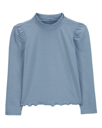 Kid Lettuce-Hem Mock Neck Top, 