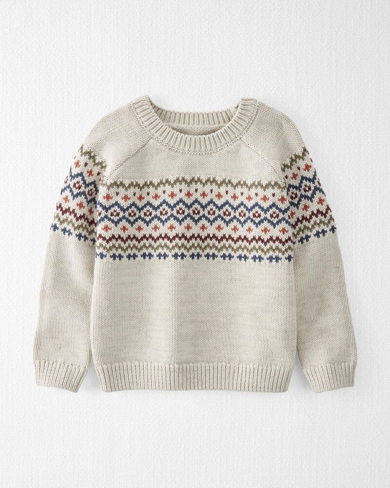 Toddler Organic Cotton Fair Isle Sweater, image 1 of 5 slides