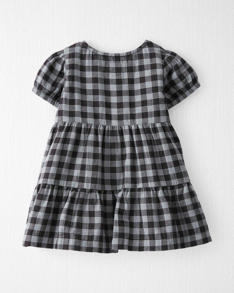 Baby Organic Cotton Plaid Button-Front Dress, image 2 of 6 slides