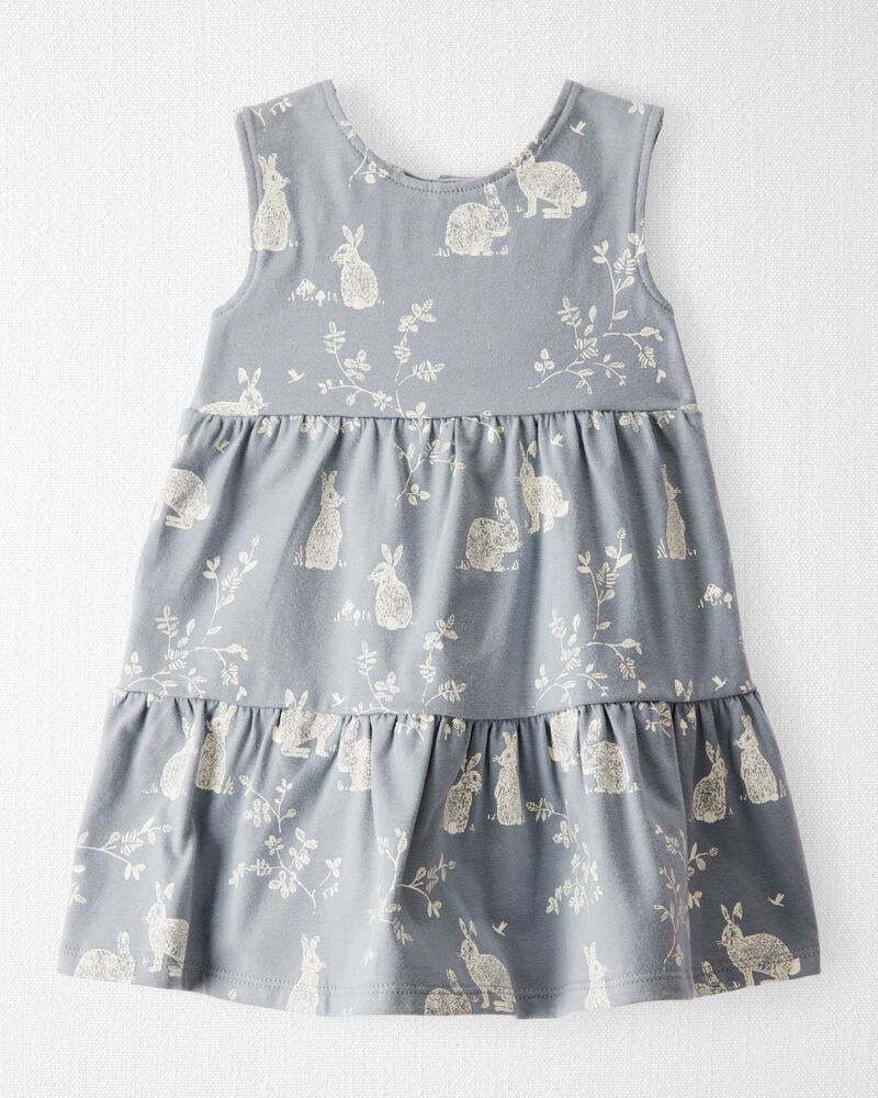 Baby Organic Cotton Bunny-Print Dress, image 2 of 6 slides