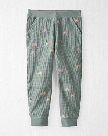 Toddler Organic Cotton Waffle Knit Set in Magical Rainbow Print, 