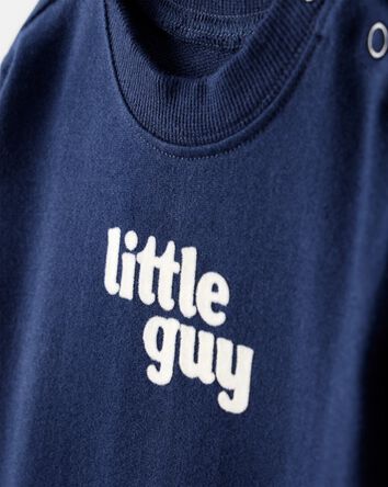 Baby Boy Little Guy' Cotton Long-Sleeve Jumpsuit - Navy, 