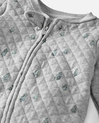 Baby Quilted Double Knit Sleep & Play Pajamas Made with Organic Cotton in Evergreen Trees, image 2 of 4 slides
