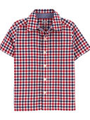 Red, Blue - Toddler Plaid Button-Front Shirt