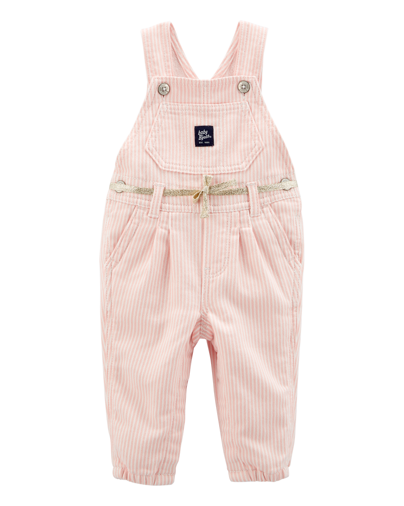 Baby Denim Hickory Stripe Overalls, image 1 of 4 slides