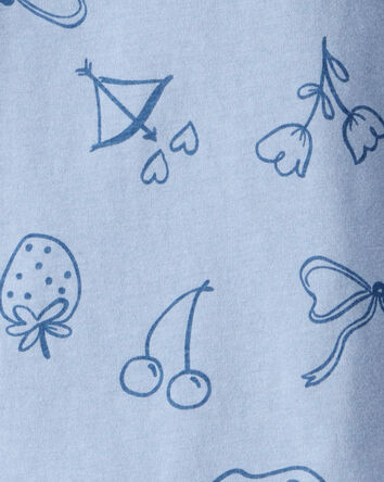 Toddler Girl Bow Icon Short-Sleeve Pocket Tee - Blue, 