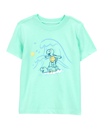 Toddler Boy Surfing Turtle Short-Sleeve Graphic Tee - Aqua, 