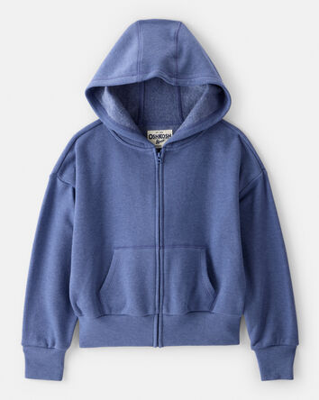 Girls Long-Sleeve Hooded Zip-Up Jacket - Blue, 