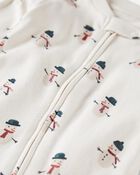 Baby Organic Cotton Sleep & Play Pajamas in Snowman Print, image 2 of 4 slides