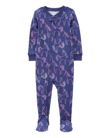 Toddler 1-Piece Unicorn 100% Snug Fit Cotton Footie Pajamas, 