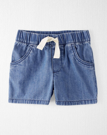 Toddler Organic Cotton Chambray Drawstring Shorts, 