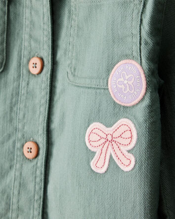 Toddler Girl Patchwork Cotton Long-Sleeve Utility Fashion Jacket - Green, 