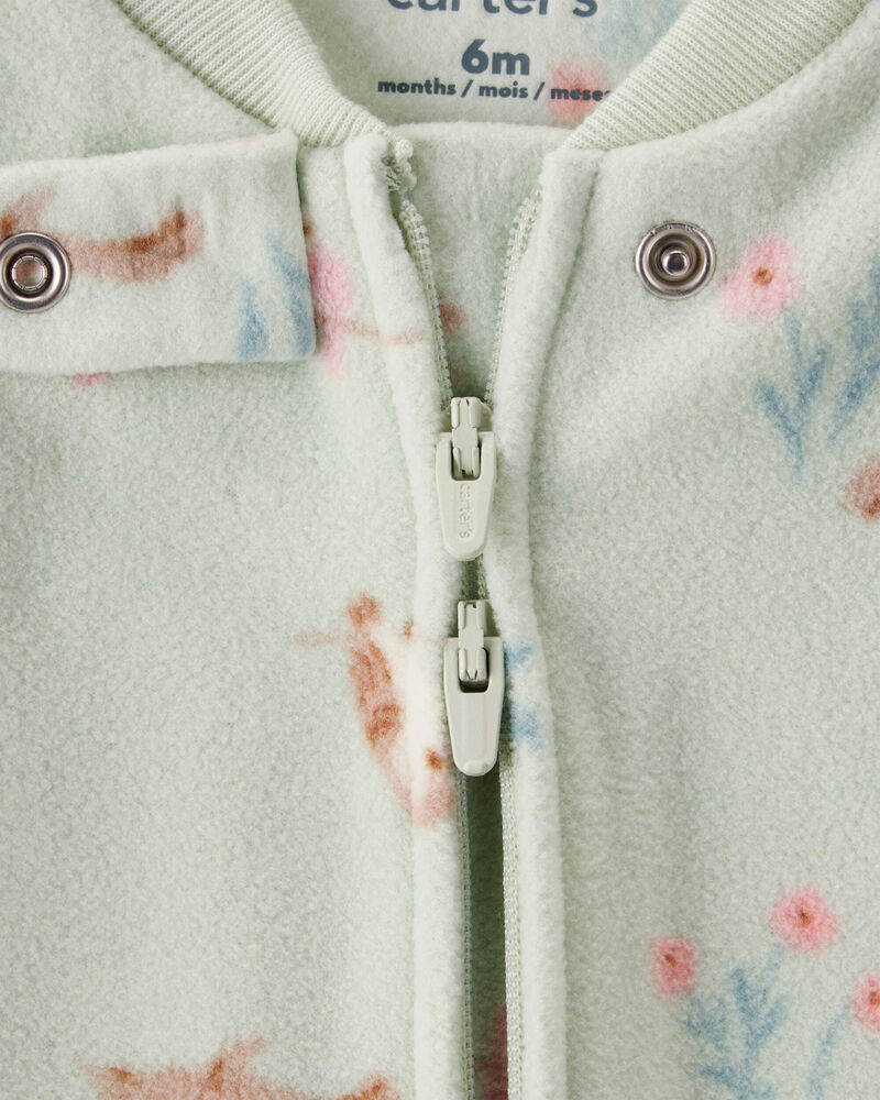Baby Girl Squirrel Print Loose Fit Long-Sleeve Sleep & Play - Green, image 2 of 4 slides