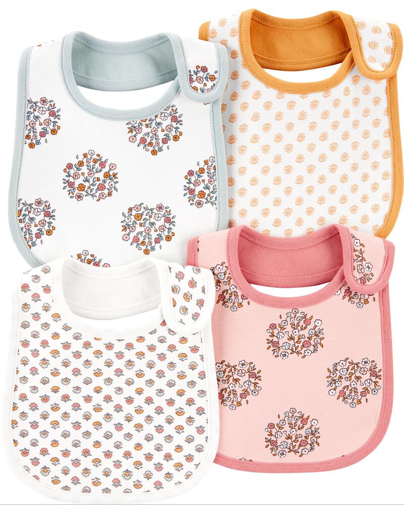 Baby 4-Pack Floral Teething Bibs, image 1 of 1 slides