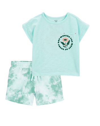 Kid 2-Piece Tee & Tie-Dye Pull-On French Terry Shorts Set, 