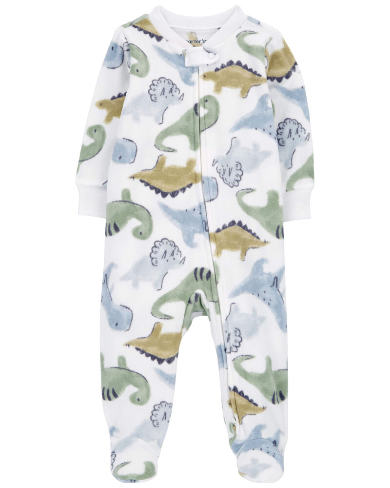 Baby Dinosaur Fleece Zip-Up Footie Sleep & Play Pajamas, image 1 of 5 slides