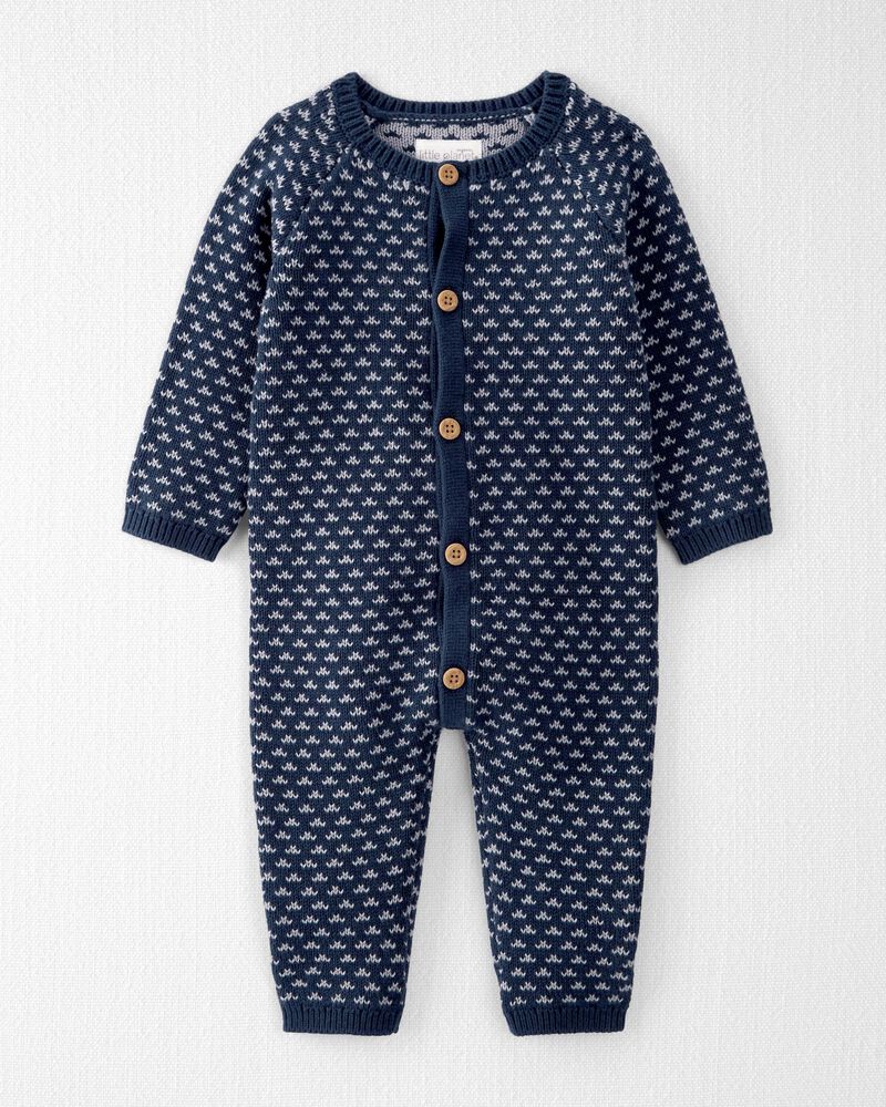 Baby Organic Cotton Sweater Knit Jumpsuit, image 1 of 5 slides