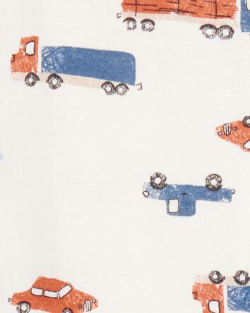Baby Boy 1-Piece Car Print 100% Snug Fit Cotton Footie Pajamas - Ivory, 