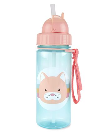 Zoo Straw Bottle - 13 Oz - Cat, 