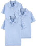 Kid 3-Pack Active Mesh Uniform Polos in Moisture Wicking BeCool&trade; Fabric, image 1 of 3 slides