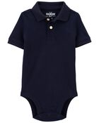 Baby Navy Polo Uniform Bodysuit, image 1 of 3 slides