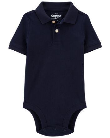 Baby Navy Polo Uniform Bodysuit, 