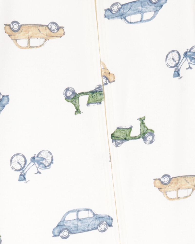 Baby Car Print PurelySoft Footie 1-Piece Pajamas - Ivory, image 3 of 5 slides