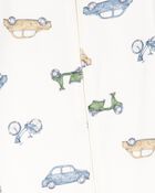 Baby Car Print PurelySoft Footie 1-Piece Pajamas - Ivory, image 3 of 5 slides