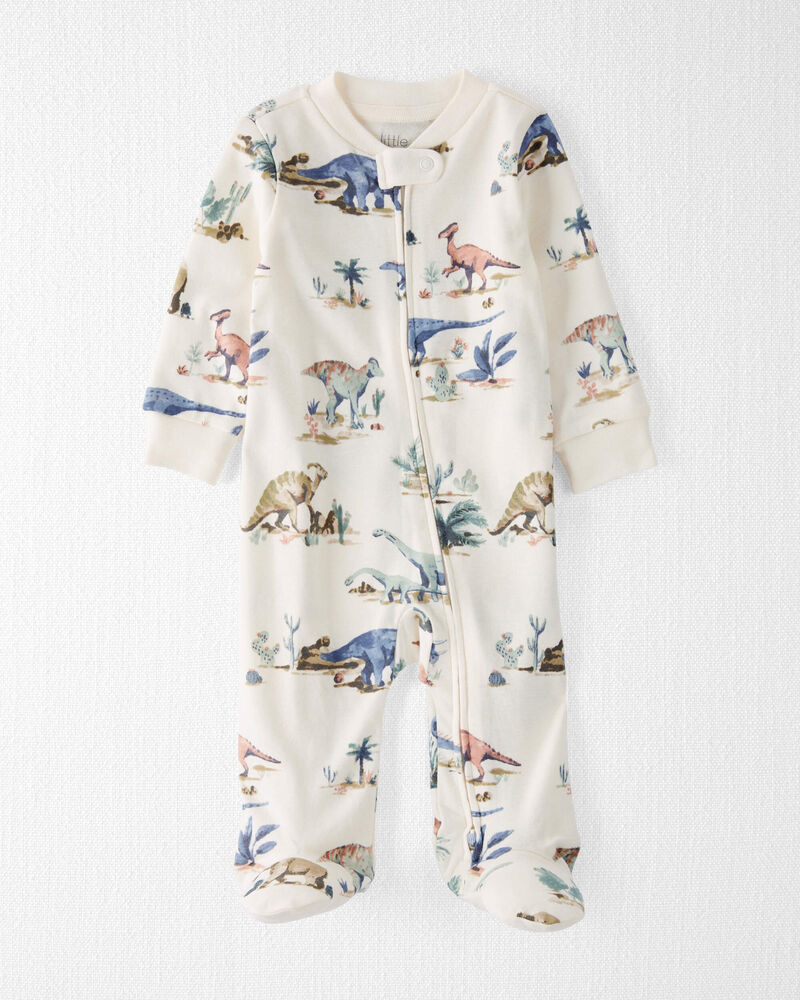 Baby Dinosaur Print Organic Cotton Sleep & Play Pajamas , image 1 of 5 slides