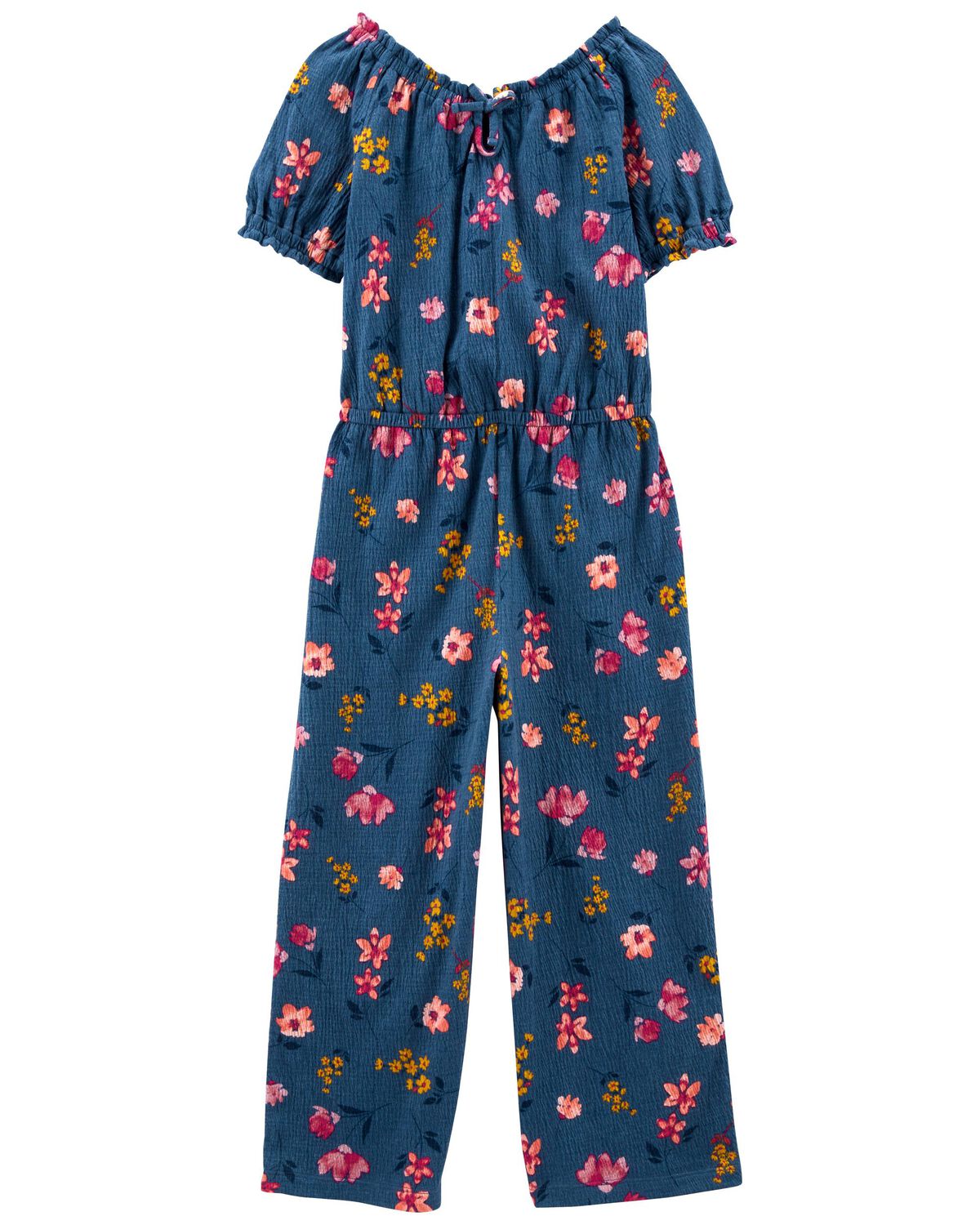 Navy Kid Floral Print Jumpsuit