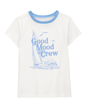Kid Good Mood Crew Short-Sleeve Graphic Tee - White, 