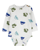 Baby Car Print Long-Sleeve Bodysuit, image 1 of 3 slides
