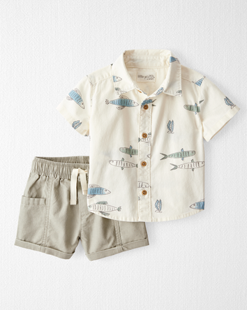 Baby Boy 2-Piece Fish-Print Set Made with Organic Cotton, 
