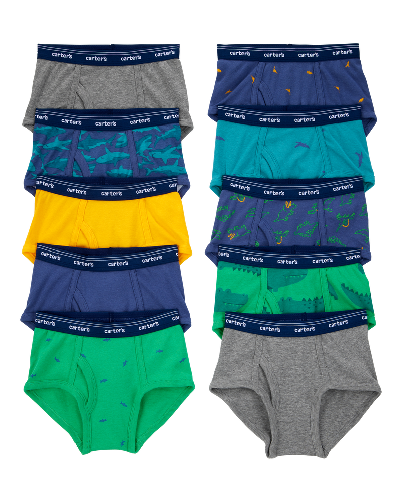 Toddler Boy 10-Pack Cotton Briefs Underwear, image 1 of 3 slides