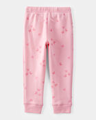 Toddler Butterfly Print Fleece Drawstring Joggers - Pink, image 2 of 4 slides