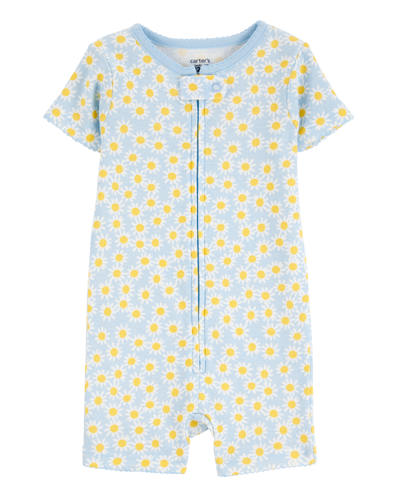 Toddler Daisy Floral Snug Fit Cotton 1-Piece Pajamas - Blue, image 1 of 4 slides