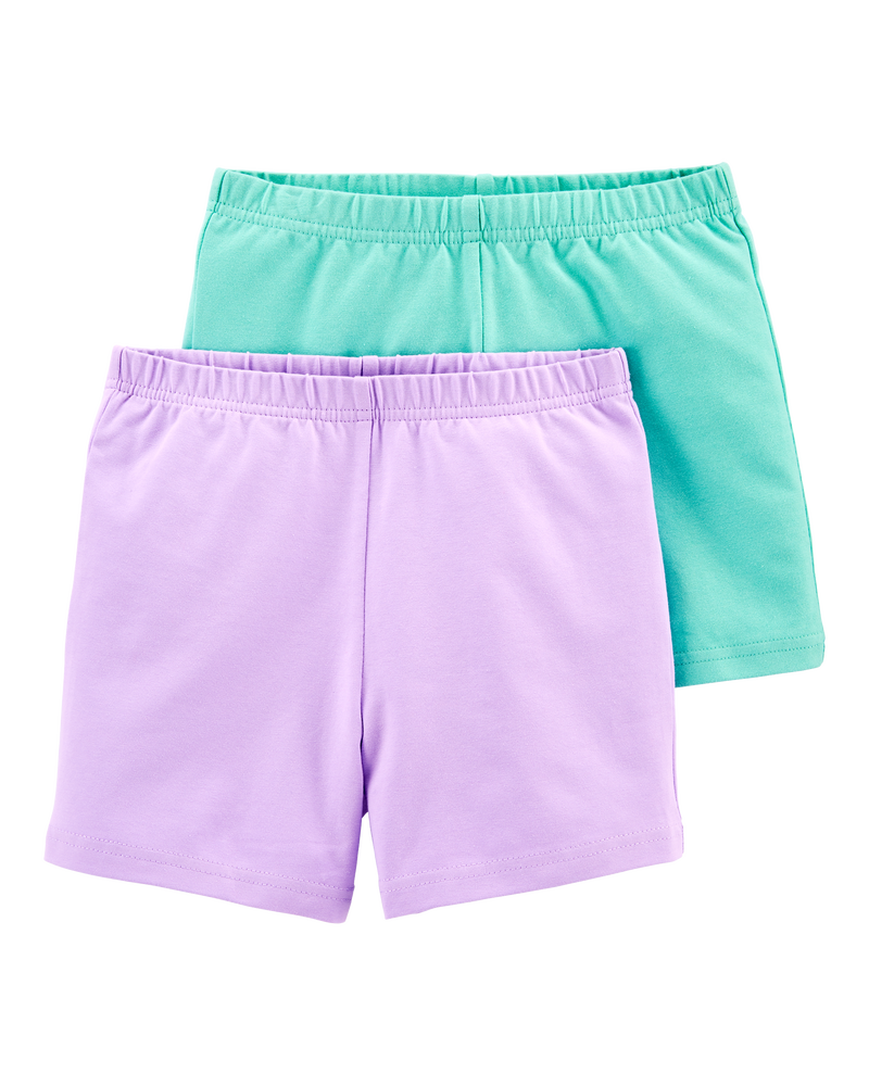 Kid 2-Pack Mint/Purple Bike Shorts, image 1 of 5 slides