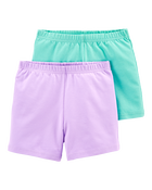 Kid 2-Pack Mint/Purple Bike Shorts, image 1 of 5 slides