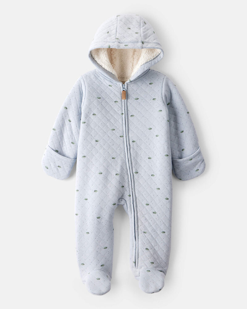 Baby Boy Dinosaur Print Long-Sleeve Jumpsuit - Blue, image 1 of 4 slides