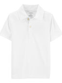 White - Toddler Polo Shirt in Moisture Wicking Active Mesh