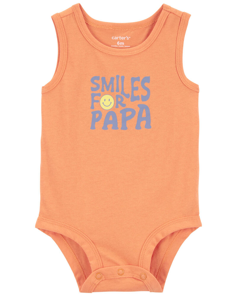 Baby 'Smiles For Papa' Sleeveless Bodysuit, image 1 of 3 slides