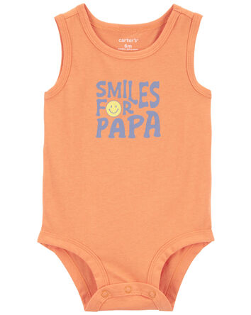 Baby 'Smiles For Papa' Sleeveless Bodysuit, 