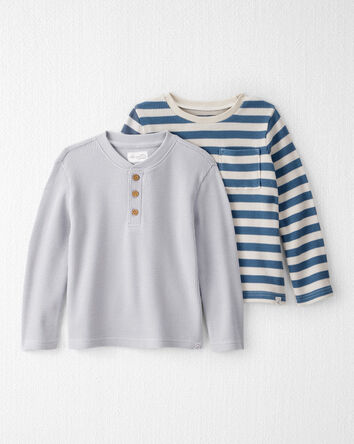 Toddler Boy 2-Pack Waffle Knit Long-Sleeve Tees Made with Organic Cotton, 