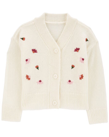 Toddler Floral Sweater Knit Cardigan, 